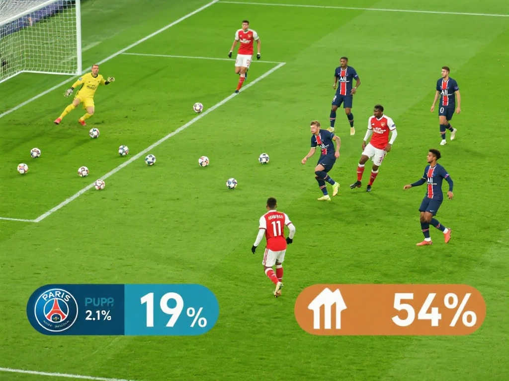 巴黎2-1力克阿森纳：射门数据11-19，射正效率6-4占优